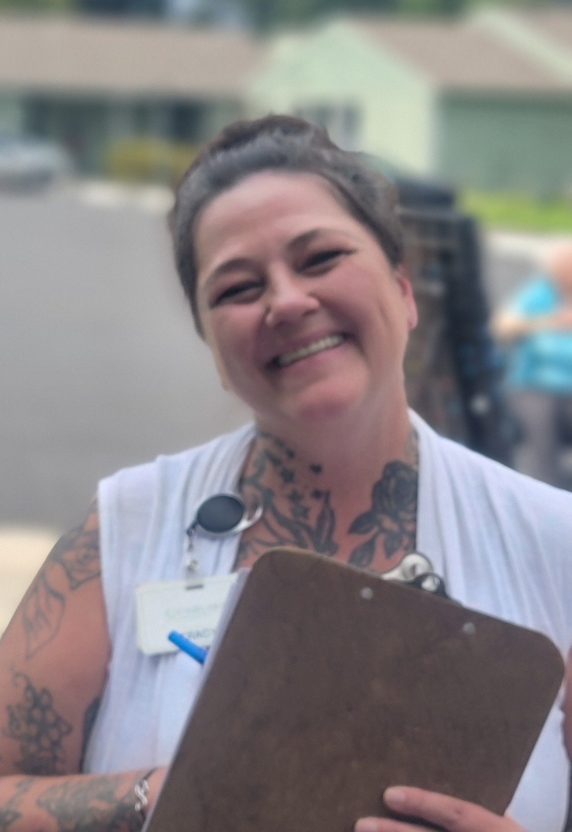Tracy Ritz, Activities Manager, is enjoying one of her many fun-filled activities with residents.