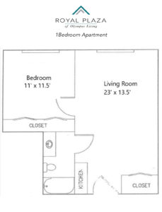 One-Bedroom Apartment Floor Plan at Royal Plaza Living